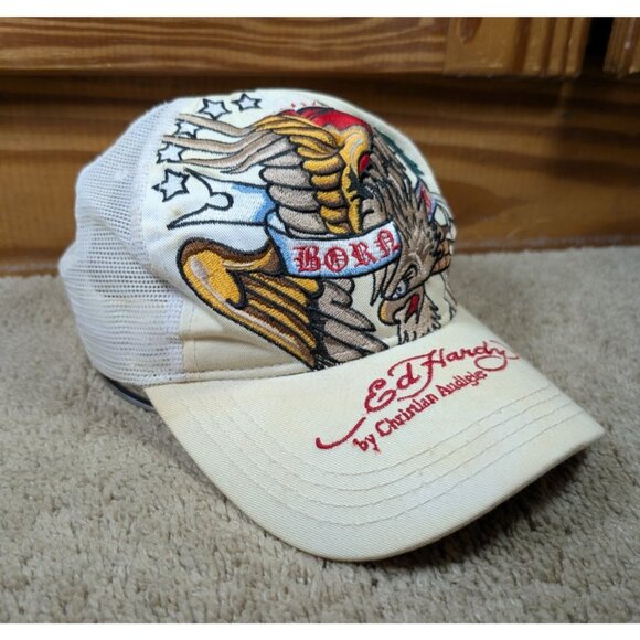 Ed Hardy Hat Snapback Eagle Tattoo Art Mesh Back Trucker Cap Vintage - Picture 1 of 9